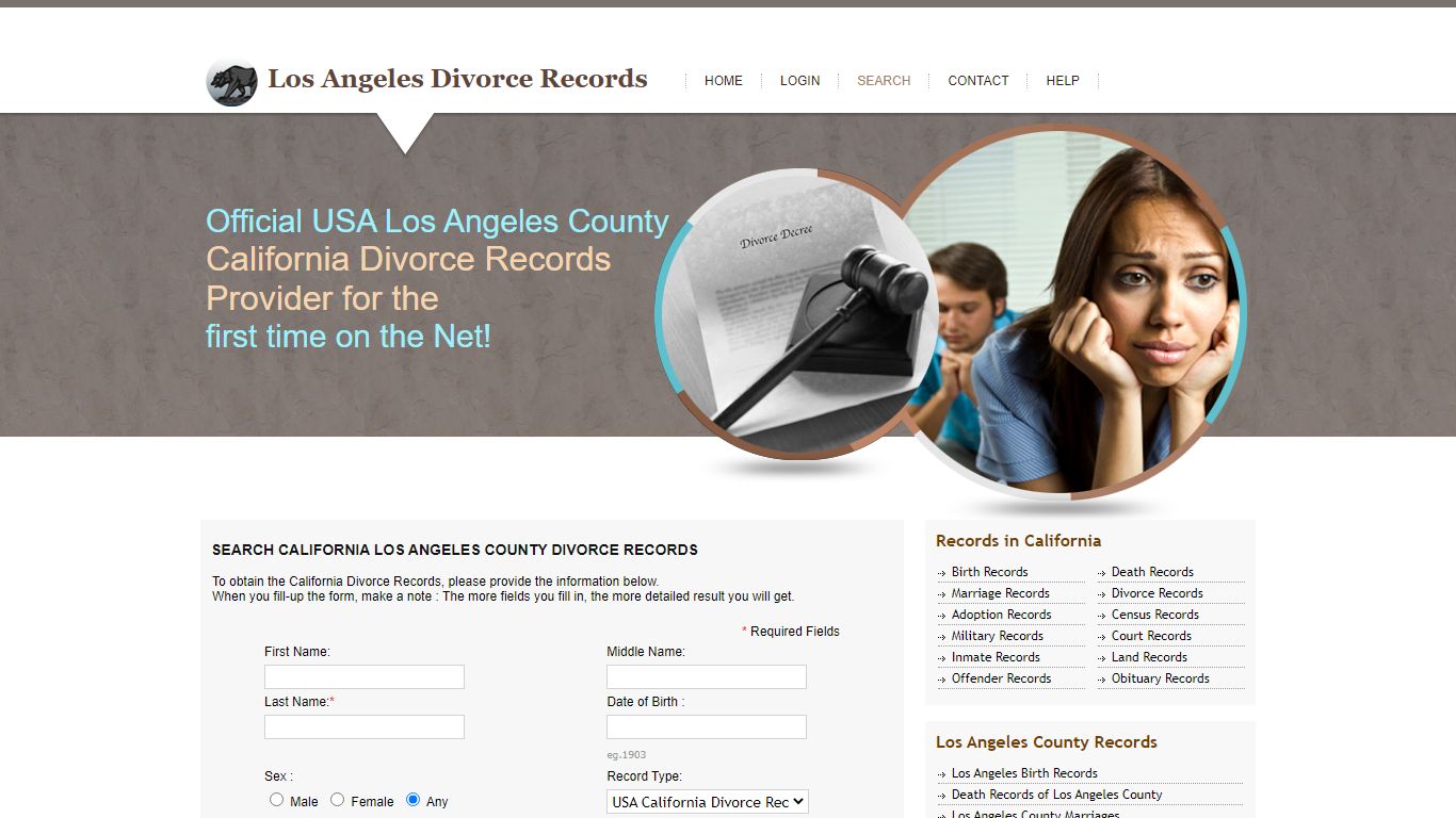 Search California Los Angeles County Divorce Records